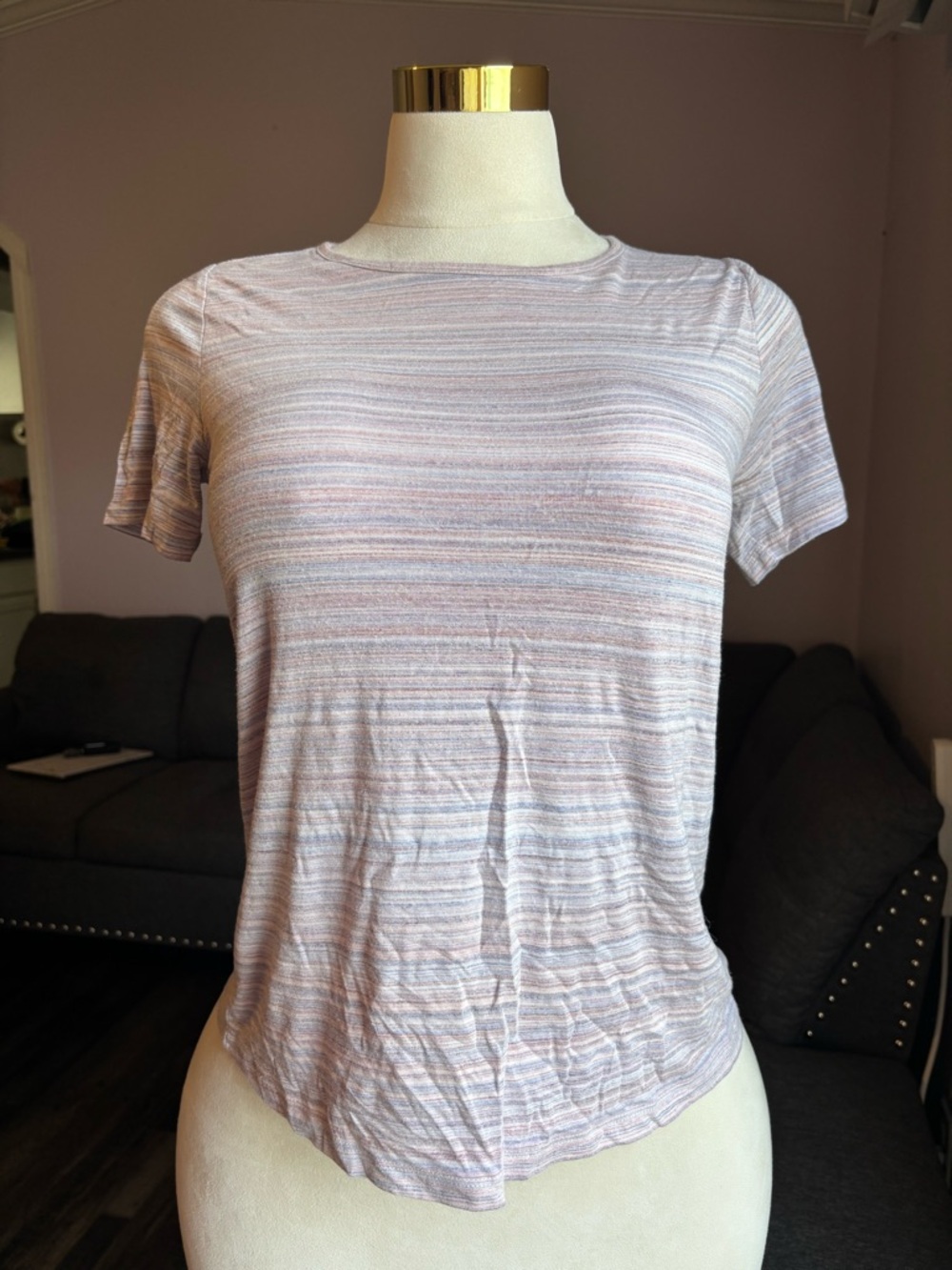 Old Navy Pastel Striped Crewneck Tee - Light Pink & Soft Blue